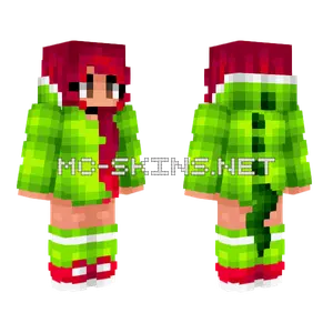 Cute Redhead Dino Onesie Girl Minecraft skin