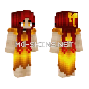 Cute Redhead Phoenix Fire Minecraft skin