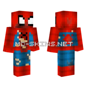 Damaged Classic Suit Spider-Man Minecraft skin