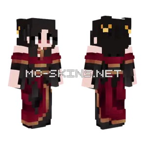 Dark Red Dress Girl Minecraft skin