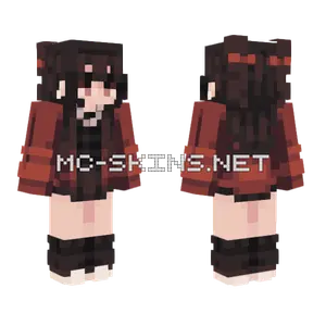 Dark Red Hoodie Girl Minecraft skin