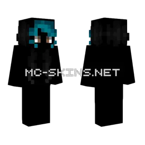 Female HB Black Cyan Bangs V2 Minecraft skin