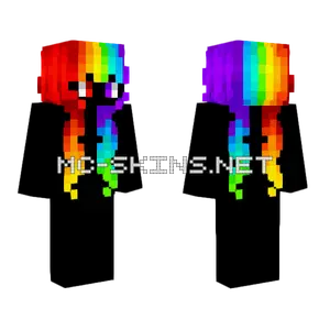 Female HB Long Neon Rainbow Pigtails Minecraft skin