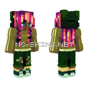 Forest Pink Hair Style Minecraft skin