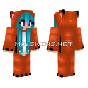 Foxy Onesie Female Blue Hair Minecraft skin
