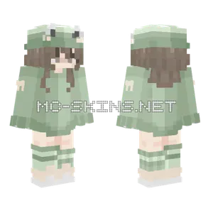 Froggie Girl Pink Green Minecraft skin