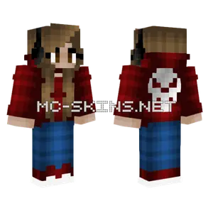 Gamer Girl Red Skull Hoodie Minecraft skin