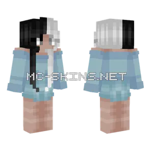 Girl Black White Hair Baby Blue Outfit Minecraft skin