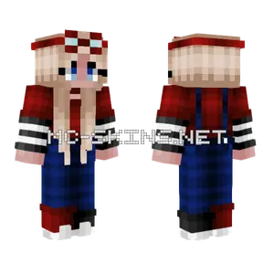Girl Blonde Goggles Red White Minecraft skin