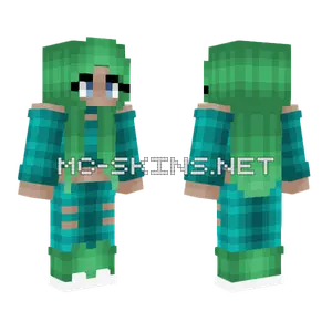 Girl Green And Cyan Minecraft skin