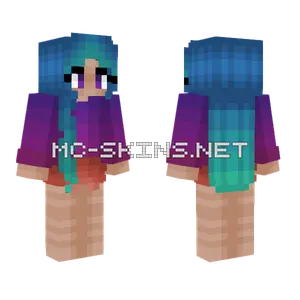 Girl Purple Fade Pink Shirt Minecraft skin