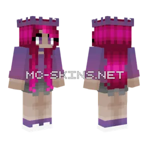 Girl Valentine Pink Hair Sweater Shorts Minecraft skin