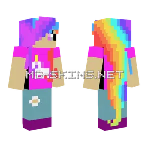 Girl With Rainbow Hair Minecraft skin