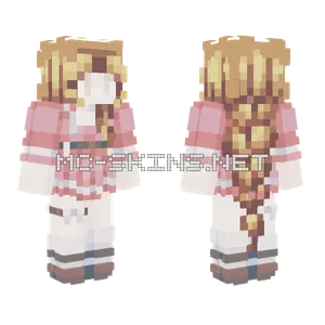 Golden Braid Pink Dress Minecraft skin