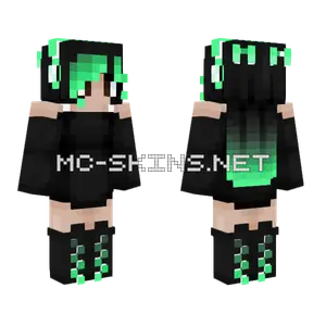 Goth Gamer Girl Green Minecraft skin