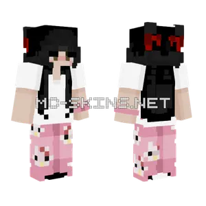 Goth Girl With Hello Kitty Pants Minecraft skin