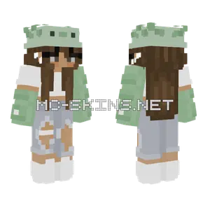 Green Axolotl Girl Minecraft skin