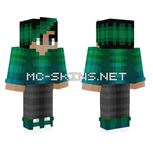 Green Fade Blue Black Hair Minecraft skin