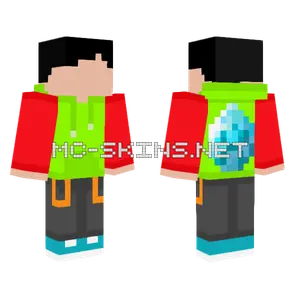 Green Hoodie Diamond Boy Minecraft skin