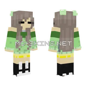 Green Popular School Girl Minecraft skin