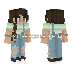 Green Stripes Denim Overalls Minecraft skin