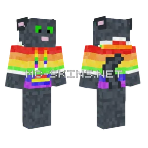Grey Cat Rainbow Hoodie Minecraft skin