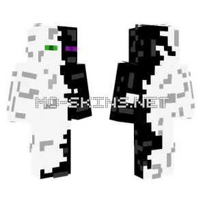 Half Black Half White Enderman Minecraft skin