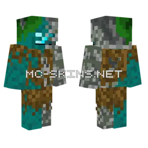 Half Drowned Skeleton Minecraft skin