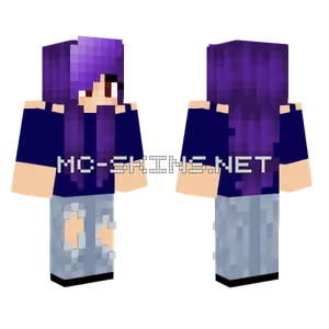 I Tried Purple Hair Minecraft skin