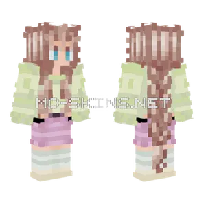 Long Dirty Blonde Braid Minecraft skin