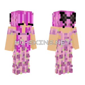Long Pink W Flowers 2 Minecraft skin