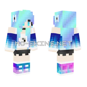 Luna Blue Hair Minecraft skin