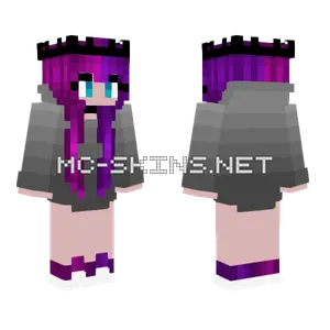 Medium Gray Hoodie Pink Hair Minecraft skin