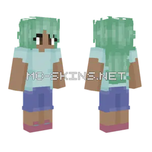 Mint Green Hair Girl Minecraft skin