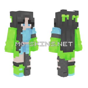 Neon Blue Lime Green Minecraft skin