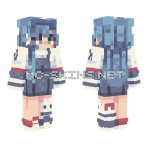Omaki Sfa12 Blue Hair Minecraft skin
