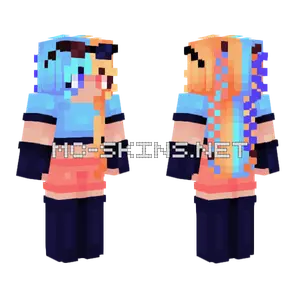Orange Blue Hair Girl Minecraft skin