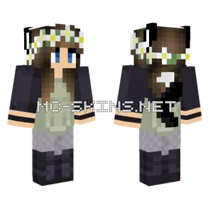 Paige Green Dress White Flower Minecraft skin