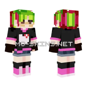 Pink and Green Hoodie Girl