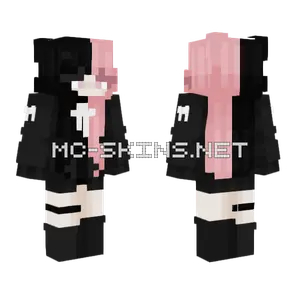 Pink Black Hair Girl Minecraft skin