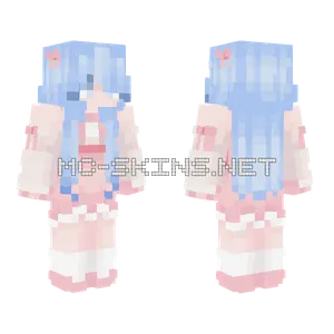 Pink Blue Hair Girl Minecraft skin