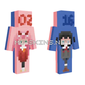Pink Blue Hair Girl Minecraft skin