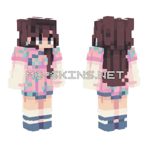 Pink Blue Outfit Minecraft skin