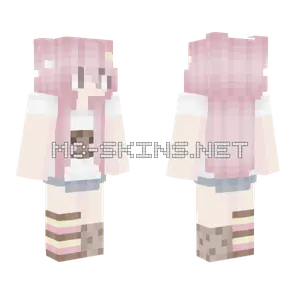 Pink Boba Drink Girl Minecraft skin