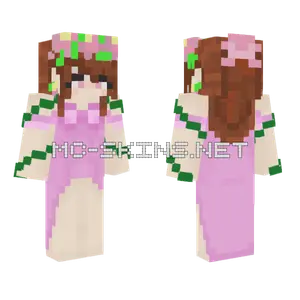 Pink Floral Dress Minecraft skin