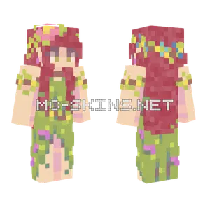 Pink Floral Dress Minecraft skin