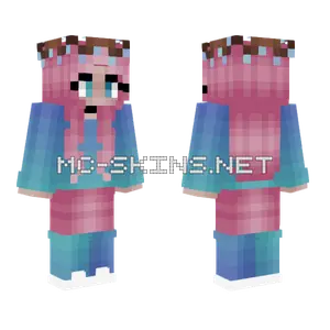 Pink Hair Blue Fade Sweater Girl Minecraft skin