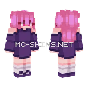 Pink Hair Purple Dress Girl Minecraft skin
