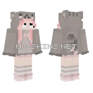 Pink Haired Pusheen Girl Minecraft skin