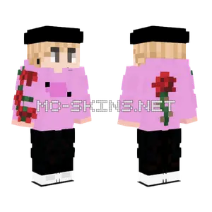 Pink Hoodie Flower Girl Minecraft skin